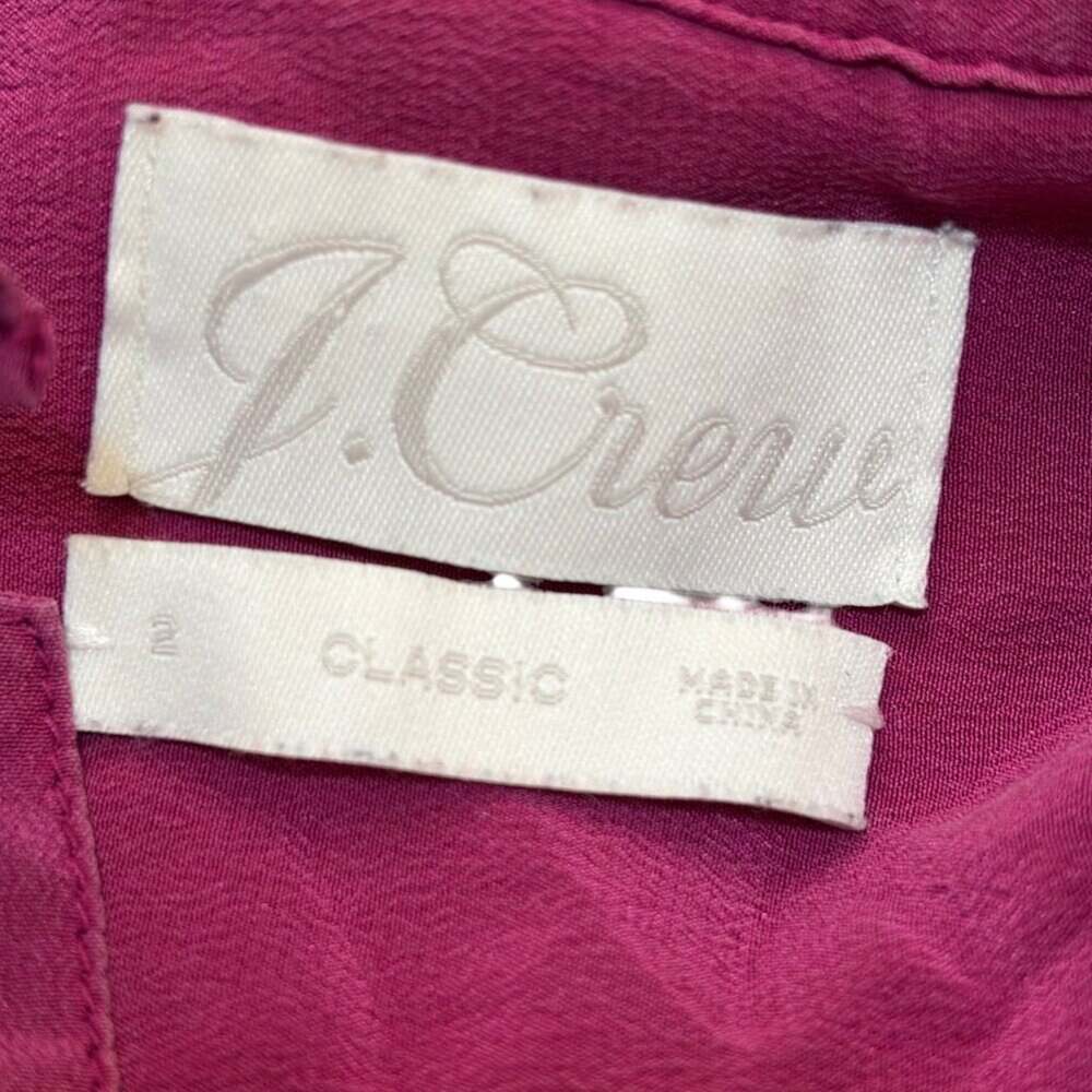 J.Crew Classic-Fit Ruffleneck Silk Popover Shirt (Fresh Raspberry) - Size 2 - Picture 2 of 5